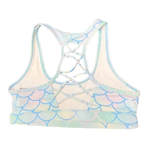 Feed Me Fight Me Women's Cross Back Scoop Neck Mermaid Sports Bra Size Small - Picture 2 of 4